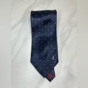 Vintage YSL classic corpcore navy blue/white geometric silk necktie